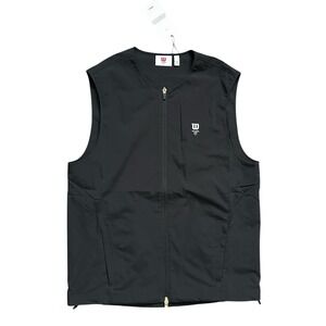 Wilson Aston Warm-Up Vest Black Men's Sleeveless Full Zip Athletic Jacket Size M